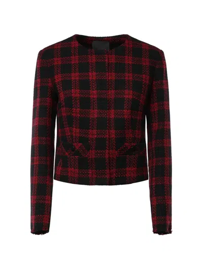 Pinko Check-pattern Tweed Jacket In Red