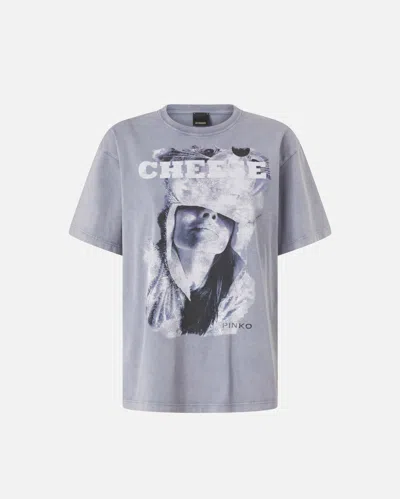 Pinko Graphic-print Cotton T-shirt In Blue