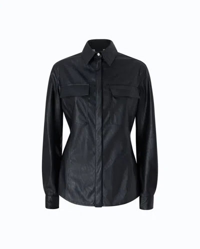 Pinko - Chemise Enduite Façon Cuir Nappa - 36 In Black