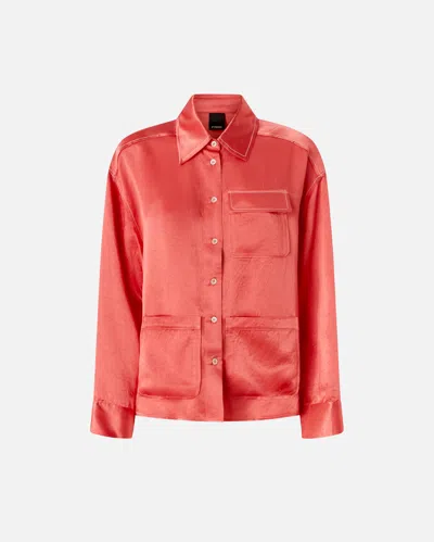 Pinko Flowing Satin Shirt With Small Pocket