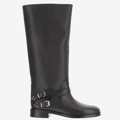 Pinko Cheval Leather Boots In Black