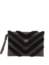 Pinko Raffia Flat Clutch Brown In Black