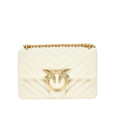 Pinko Chevron Leather Mini Love One Bag In White