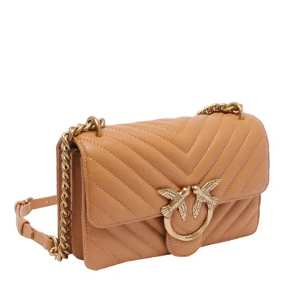 Pinko Chevron Love One Mini Crossbody Bag In Brown