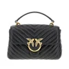 Pinko Foldover Quilted Shoulder Bag With Chain Strap In Black