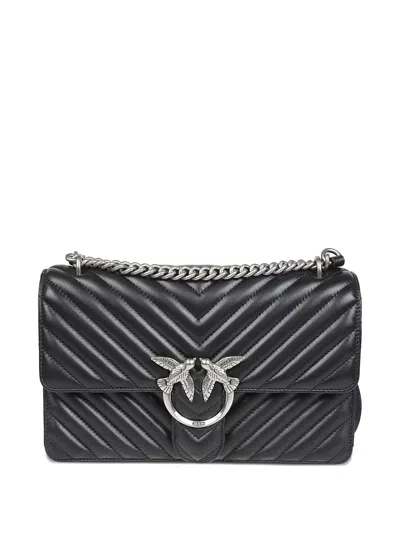 Pinko Chevron-pattern Chain-strap Shoulder Bag In Black