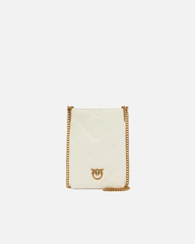 Pinko Pochette À Bandoulière Pour Smartphone En Cuir À Chevrons In White
