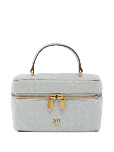 Pinko Chevron Quilted Leather Mini Bag In Gray