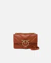 Pinko Chevron Quilted Nappa Mini Love Bag With Shoulder Strap In Crude Brick-antique Gold