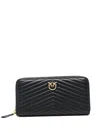 Pinko Chevron Quilted Zip-around Wallet In Nero E Oro In Black