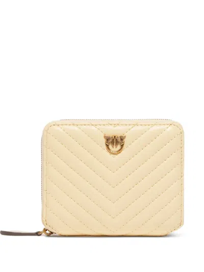 Pinko Chevron-quilted Zipped Wallet In Neutral