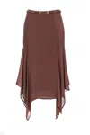 Pinko Asymmetrical Midi Skirt In Chestnut In Brown