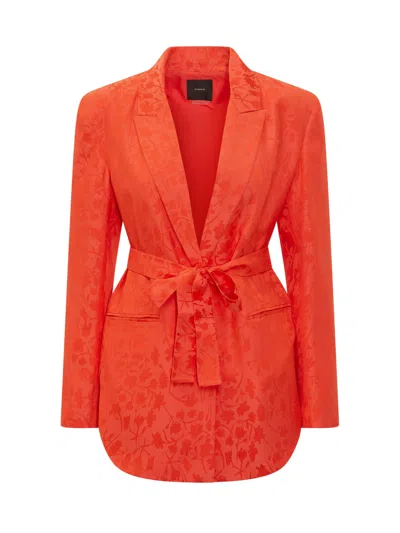 Pinko Chic Belted Blazer Jacket In Orange
