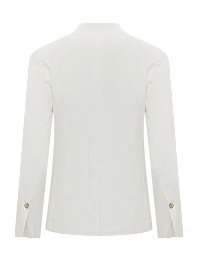 Pinko Chic Linen Blazer Jacket In Bianco