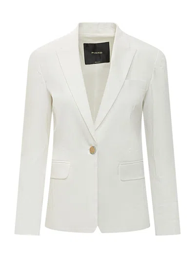 Pinko Chic Linen Blazer Jacket In White