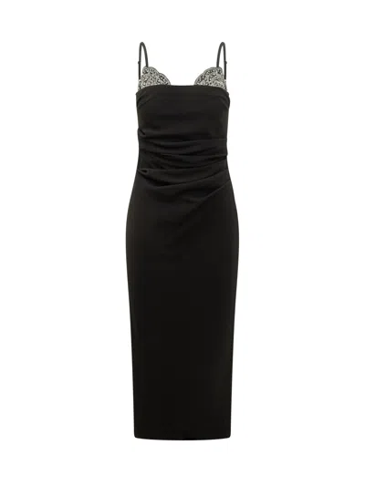 Pinko Chic Midi Suit With Jewel-trim Details In Black
