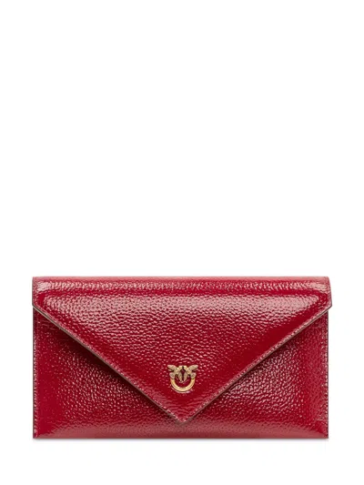 Pinko Chic Mini Clutch With Zip In Rosso Scuro/antique Gold