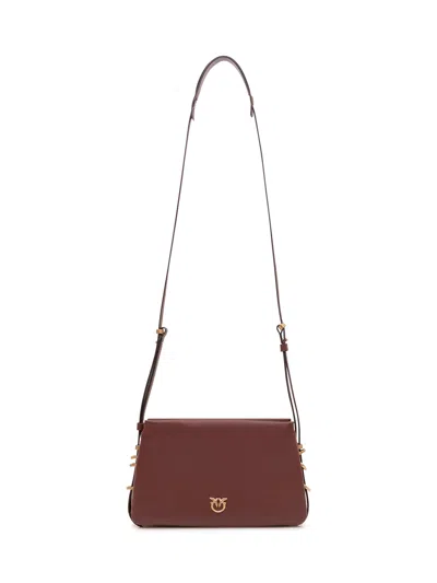 Pinko Chic Shoulder Bag Mini With Artistic Touch In Burgundy Wine/antique Gold