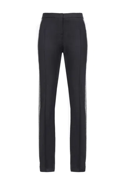 Pinko Trousers With Side Detailing And Fabric Blend In Black