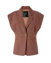 Pinko Sleeveless Rustic-effect Jacket In Brown