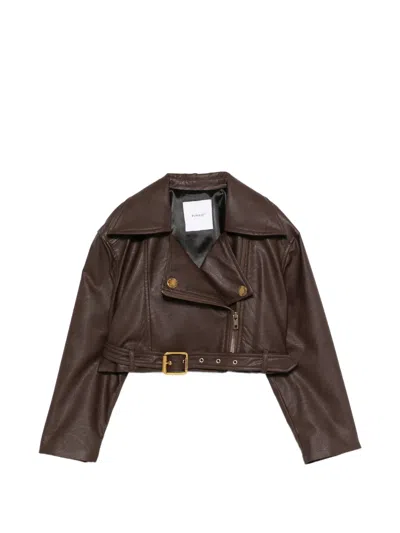 Pinko Kids' Chiodo Belted Zip Jacket In Brown