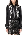 Pinko Satin Shirt With Rodeo Embroidery In Zdg