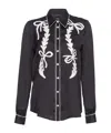 Pinko Satin Shirt With Rodeo Embroidery In Black