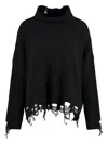 Pinko Chitone Ribbed Roll-neck Sweater In Black