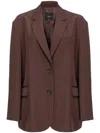 Pinko Single-breasted Blazer With Structured Shoulders In Brown