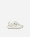 Pinko Ariel Leather Mesh And Leather Sneakers With Love Birds Detail In Animal Print