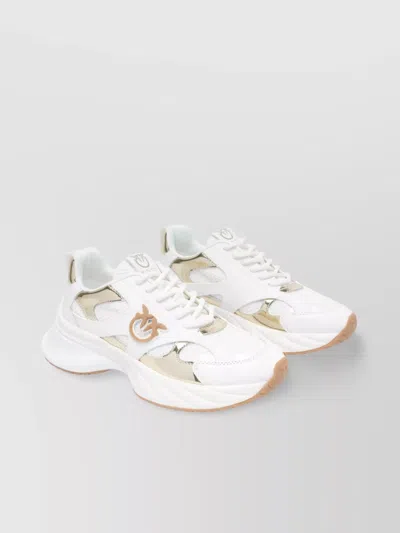 Pinko Chunky Sole Leather Sneakers Mesh Panels