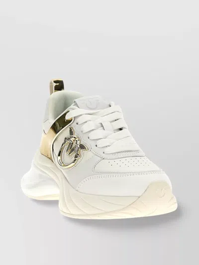 Pinko Chunky Sole Metallic Accent Perforated Toe Sneakers