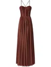 PINKO PINKO CICOGNA PLISSÉ MAXI DRESS