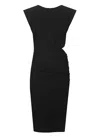Pinko Buttoned Sleeveless Linen Dress In Black