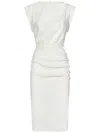 Pinko Cielo Longuette Dress With Silver Stud Accents In White