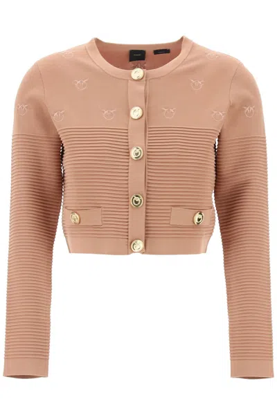 PINKO CILIEGIO CARDIGAN WITH LOVE BIRDS DETAILING