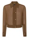 Pinko Lightweight Bomber-style Georgette Shirt In Brown