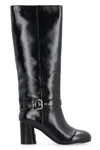Pinko Heeled High Boots In Bright Nappa Leather