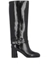 Pinko Heeled High Boots In Bright Nappa Leather In Black