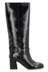 Pinko Heeled High Boots In Bright Nappa Leather In Black
