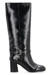 Pinko Heeled High Boots In Bright Nappa Leather In Black