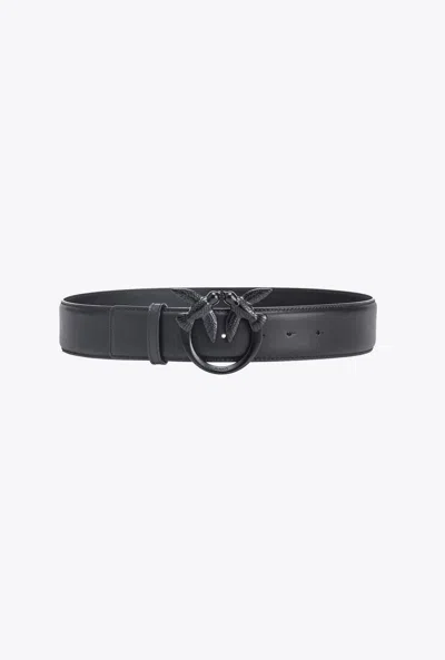 Pinko Cintura Alta Love Birds Color Block 4cm In Limo Black Block Colour