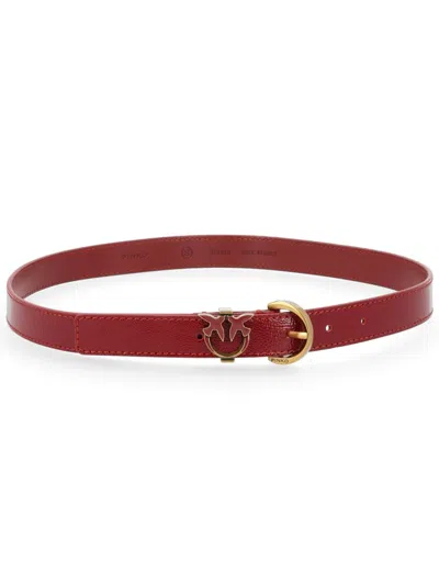 Pinko Mini Leather Belt For Women In Burgundy