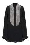 Pinko Rhinestone-embellished Georgette Shirt In Black