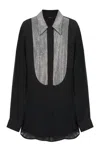 Pinko Rhinestone-embellished Georgette Shirt In Black