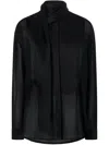 Pinko Flowing Black Viscose Shirt With Classic Collar In Black
