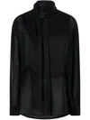 Pinko Flowing Black Viscose Shirt With Classic Collar In Black