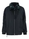 Pinko Clarinda Blue Jacket With Removable Sequin Collar And Drawstring Waist In Tech Fabric Woman In Black