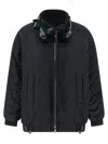 Pinko Clarinda Blue Jacket With Removable Sequin Collar And Drawstring Waist In Tech Fabric Woman In Blue