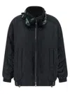 Pinko Clarinda Blue Jacket With Removable Sequin Collar And Drawstring Waist In Tech Fabric Woman In Blue